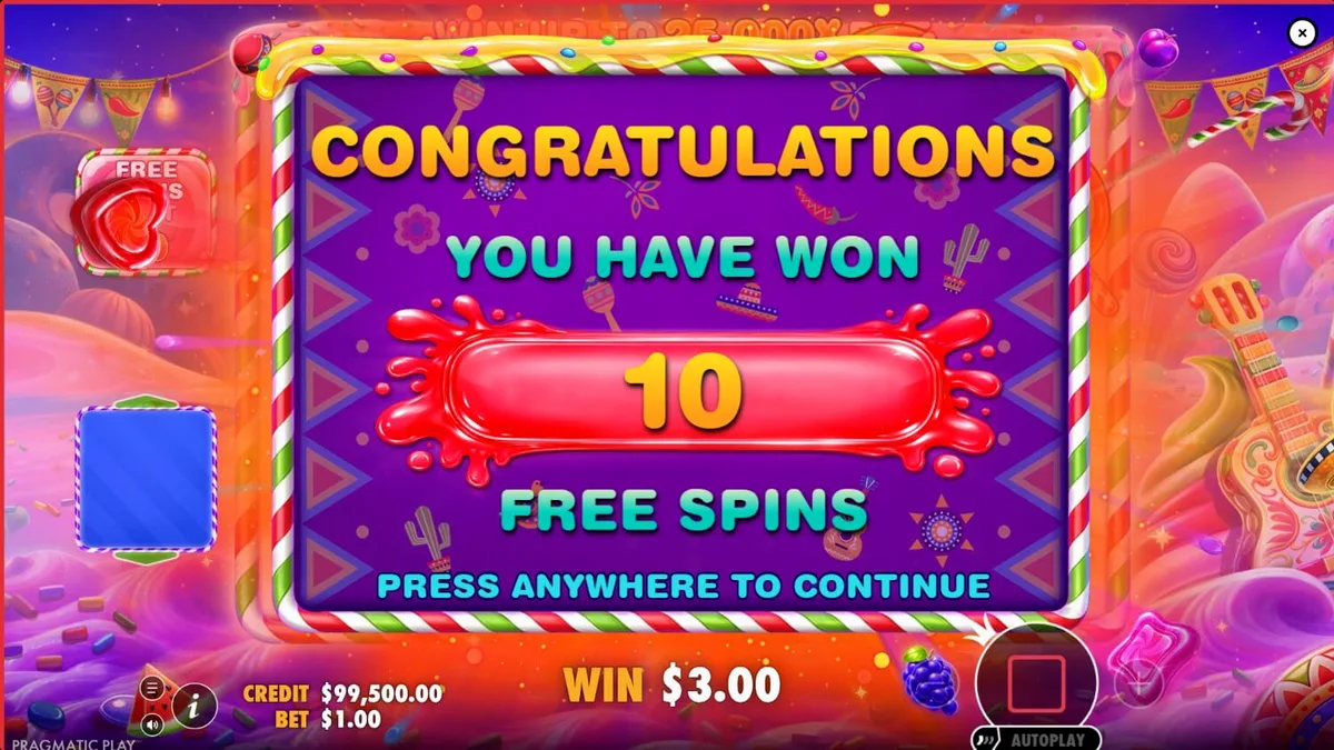 Sweet Fiesta 1000 mobile slot interface