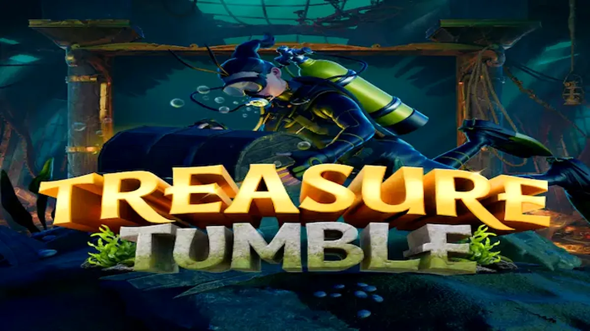 Isang visual na representasyon ng Treasure Tumble slot na nagpapakita ng underwater theme at cascading grid.